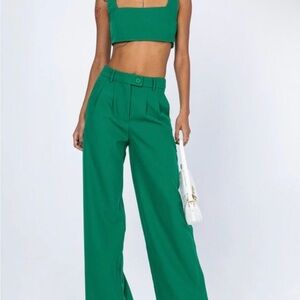 Princess Polly Emerald High-Waist Wide-Leg Pants